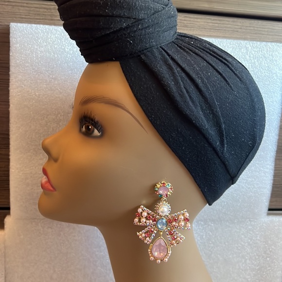 Vintage Baroque Pink Crystal Earrings - Picture 4 of 4